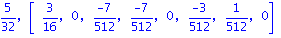 5/32, vector([3/16, 0, (-7)/512, (-7)/512, 0, (-3)/512, 1/512, 0])